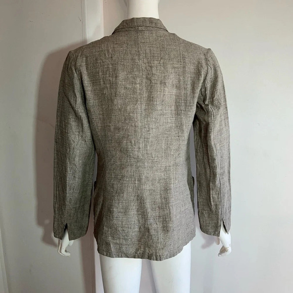 45RPM UMII 908 Women's V-neck Blouse Gray Linen  Sz S Long Sleeve Made in Japan - Picture 4 of 10